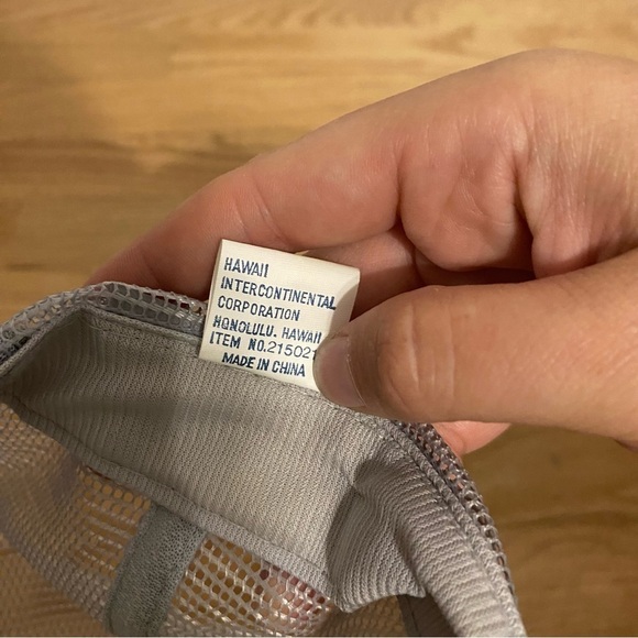 Vintage Hawaii Gray Rope Mesh SnapBack Trucker Puffy Hat Gold Leaf Lapel - Picture 11 of 13